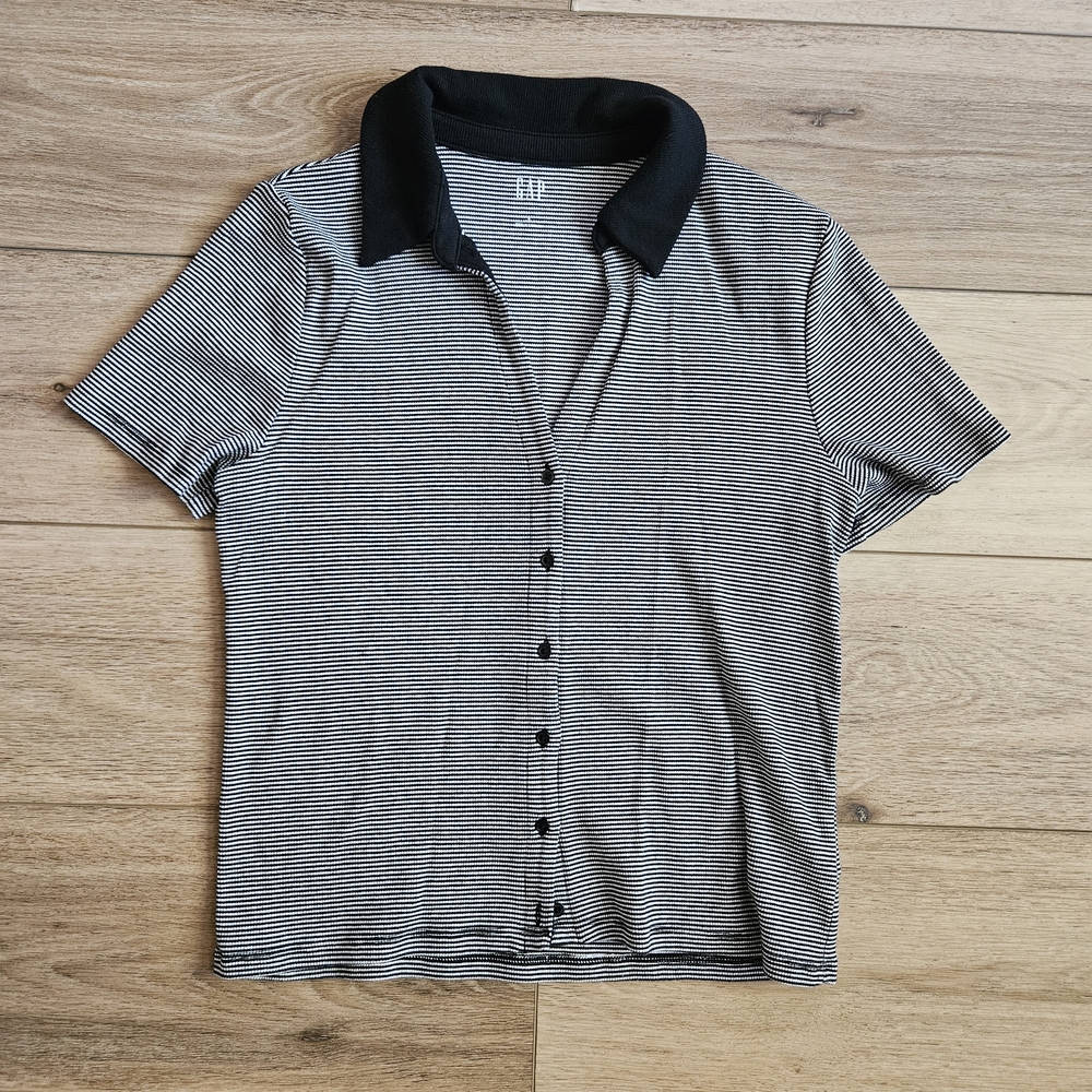 GAP Black and White Micro Striped Shirt
